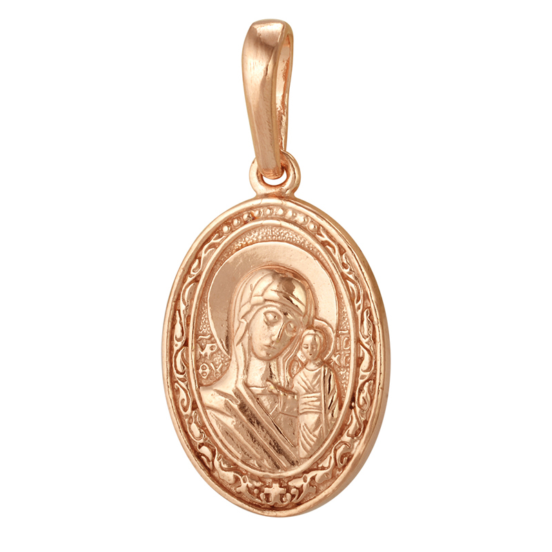 Золочёная подвеска из серебра "Казанская икона Божией Матери" (Ag 925)