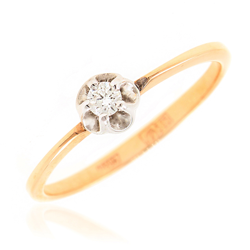 Золотое помолвочное кольцо с бриллиантом (Au 585)