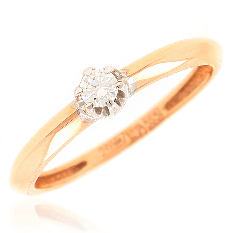 Золотое помолвочное кольцо с бриллиантом (Au 585)
