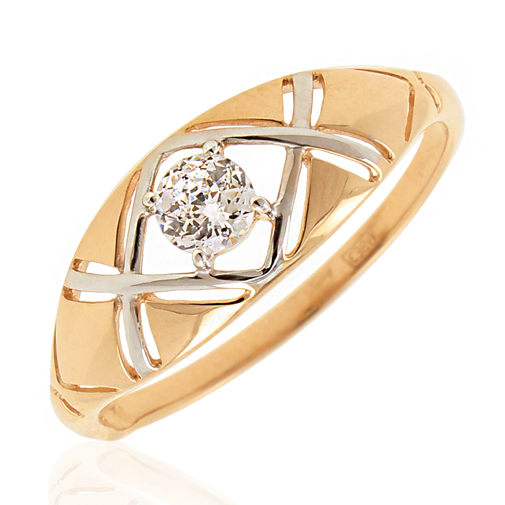 Золотое кольцо с фианитом 81010320 (Au 585)