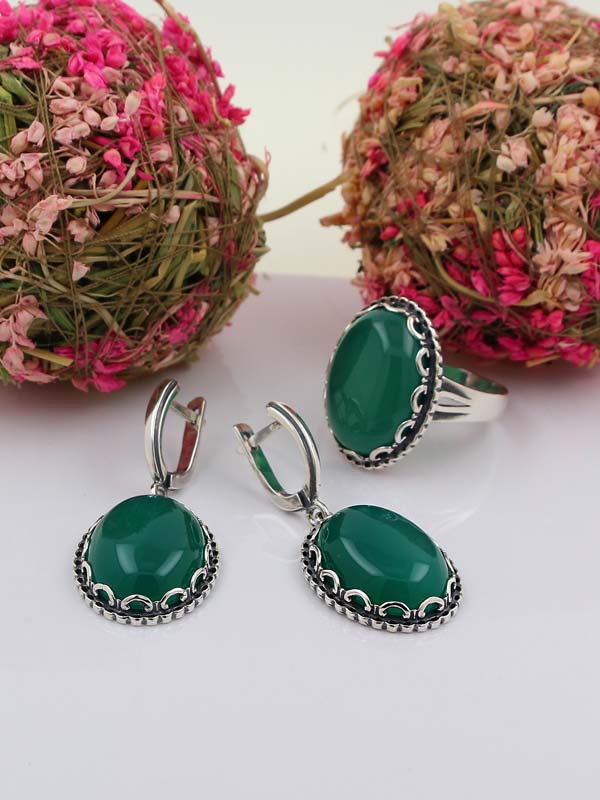Серебряное кольцо с агатом (Ag 925)