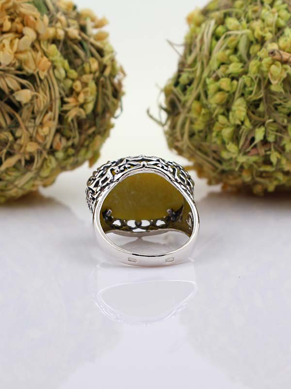 Серебряное кольцо с лизардитом (Ag 925)