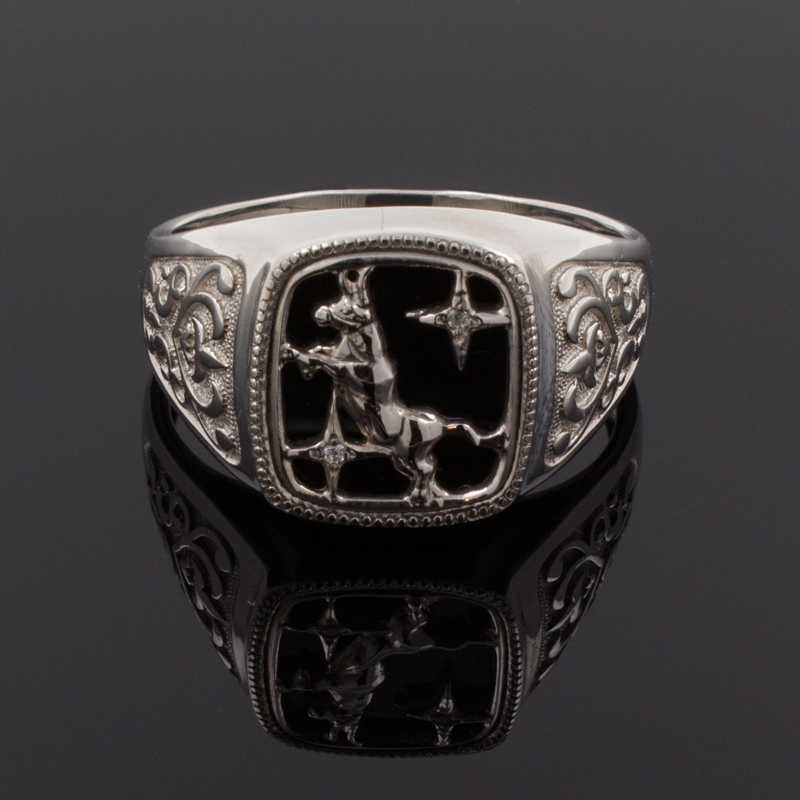 Серебряное кольцо "Телец" с фианитами (Ag 925)