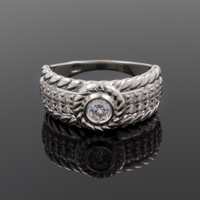 Серебряное кольцо с фианитми 94012655 (Ag 925)
