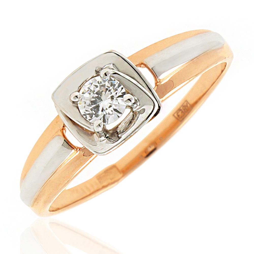 Золотое кольцо с фианитом 017453 (Au 585)