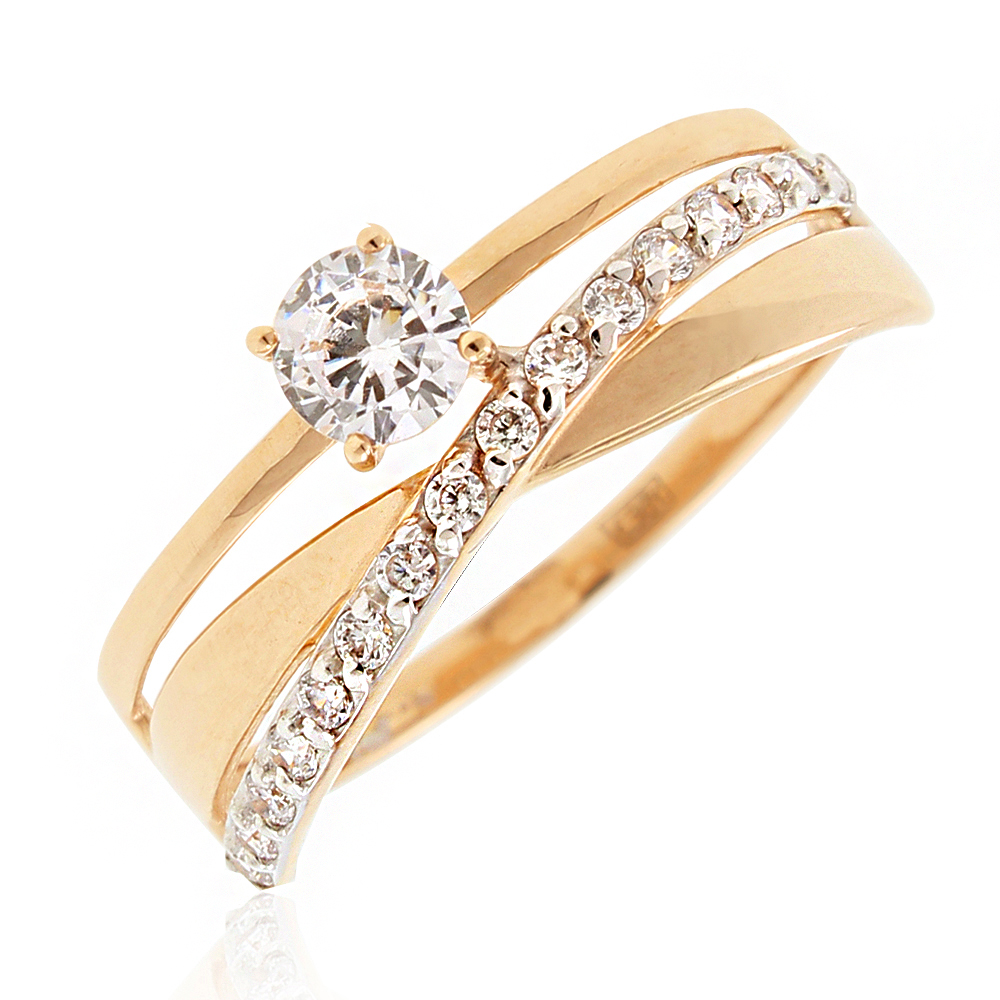 Золотое кольцо с фианитами 016898 (Au 585)