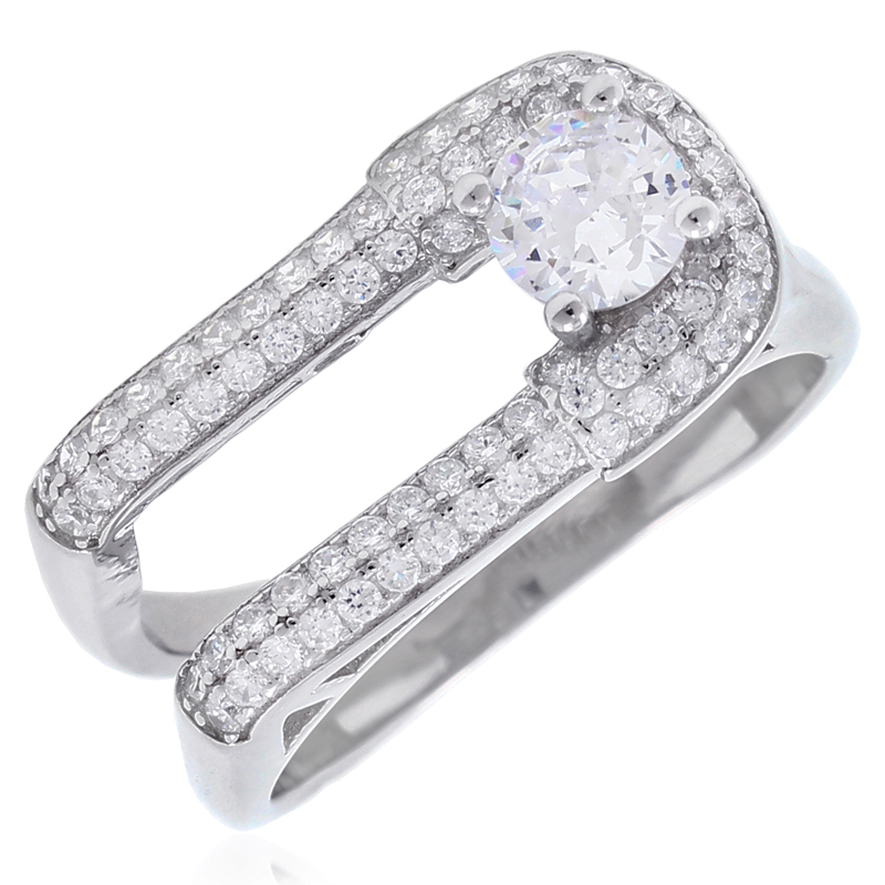 Серебряное кольцо с кубическими циркониями (Ag 925)