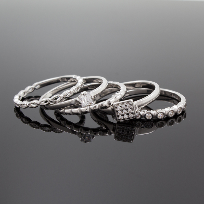 Наборное кольцо из серебра с фианитами 94011707 (Ag 925)