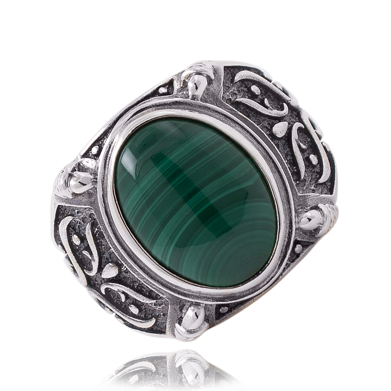 Серебряное кольцо с малахитом (Ag 925)