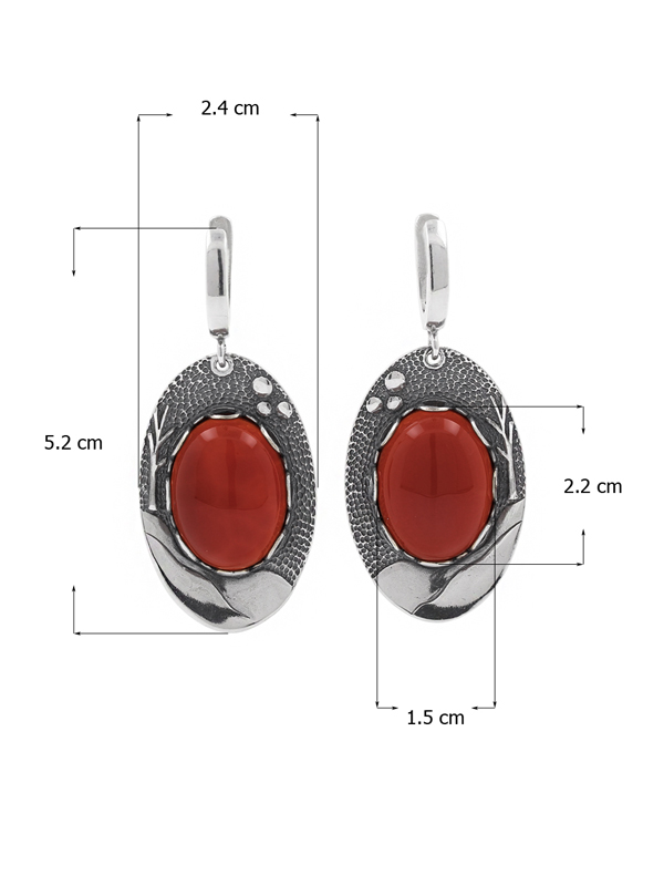 Серебряные серьги с сердоликами (Ag 925)