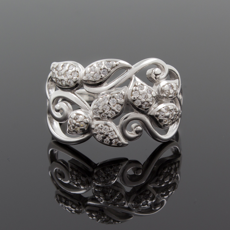 Серебряное кольцо с фианитами 94012590 (Ag 925)