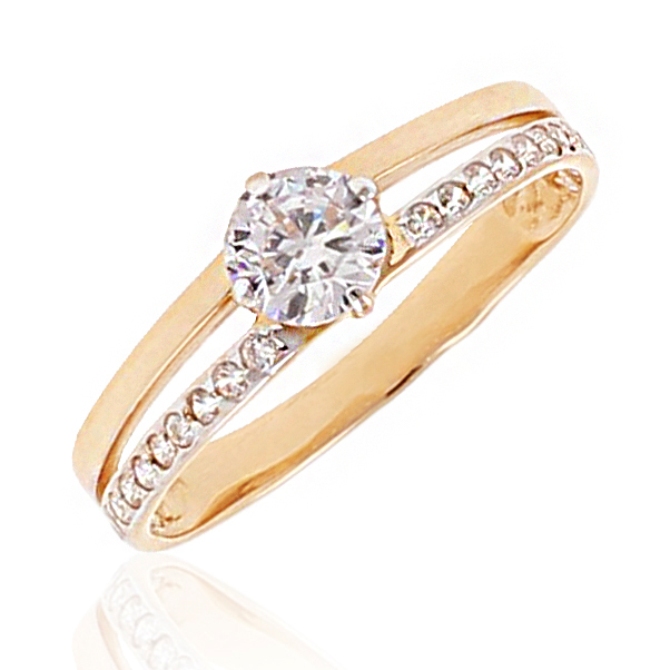 Золотое помолвочное кольцо с фианитами (Au 585)
