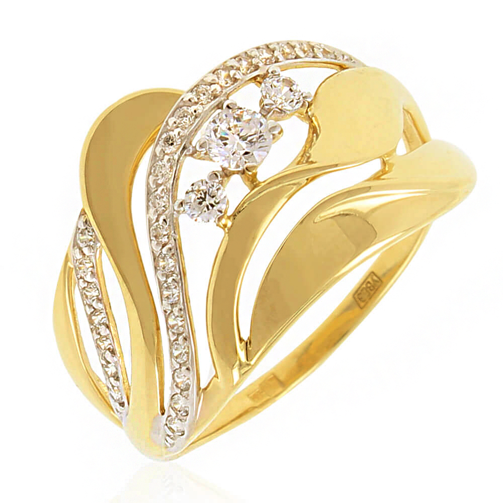 Кольцо из жёлтого золота с фианитами 017501-2 (Au 585)
