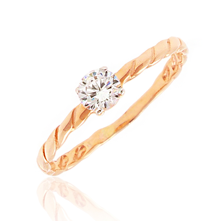 Золотое помолвочное кольцо с фианитом (Au 585)