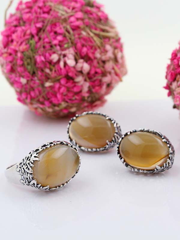 Серебряное кольцо с агатом (Ag 925)
