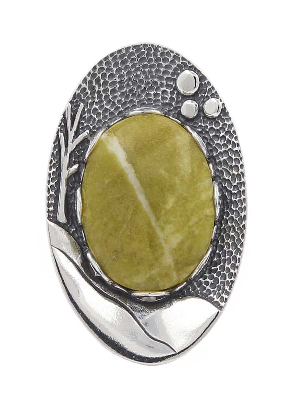 Серебряное кольцо с лизардитом (Ag 925)