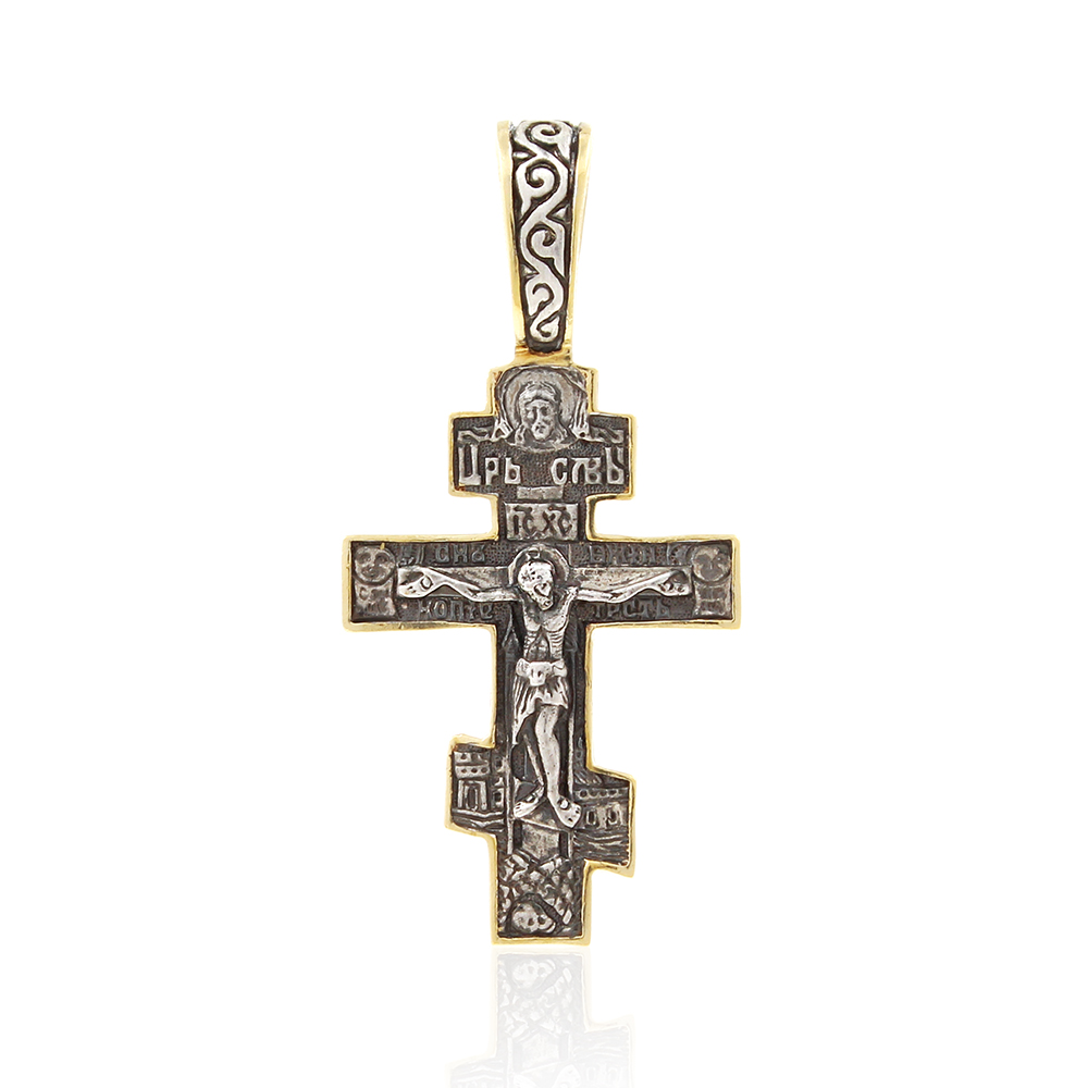 Серебряный крест с чернением и золочением (Ag 925)