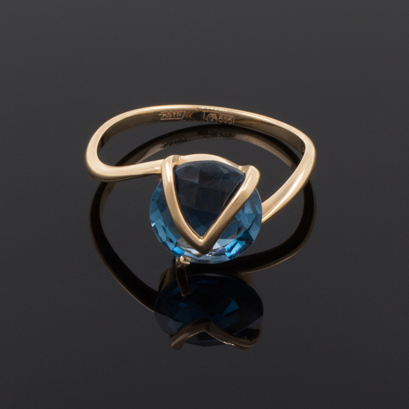 Золотое кольцо с Лондон топазом (Au 585)