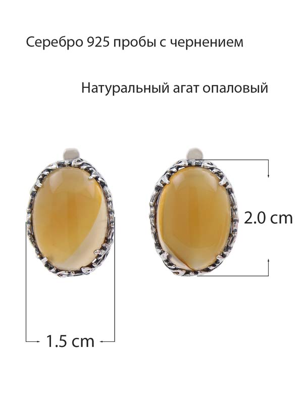 Серебряные серьги с агатами (Ag 925)