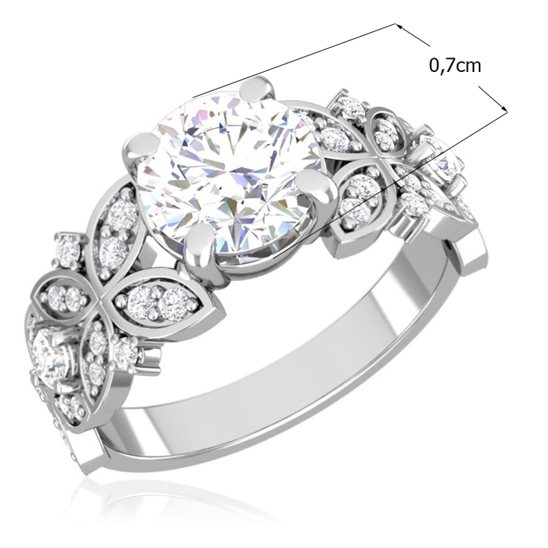 Серебряное кольцо с фианитами (Ag 925)