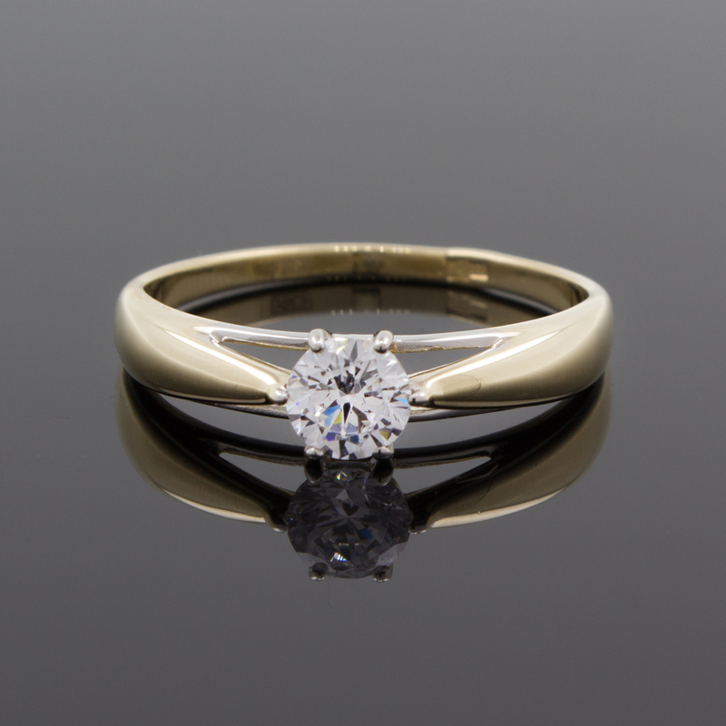 Помолвочное кольцо из жёлтого золота с фианитом 017494-2 (Au 585)
