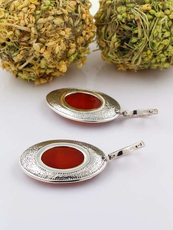 Серебряные серьги с сердоликами (Ag 925)