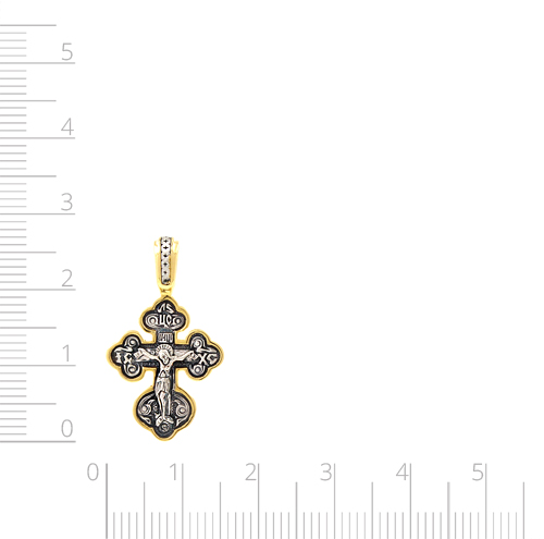 Серебряный крестик с черенением и золочением (Ag 925)