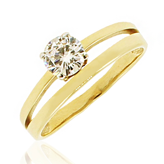 Помолвочное кольцо из жёлтого золота с фианитом (Au 585)