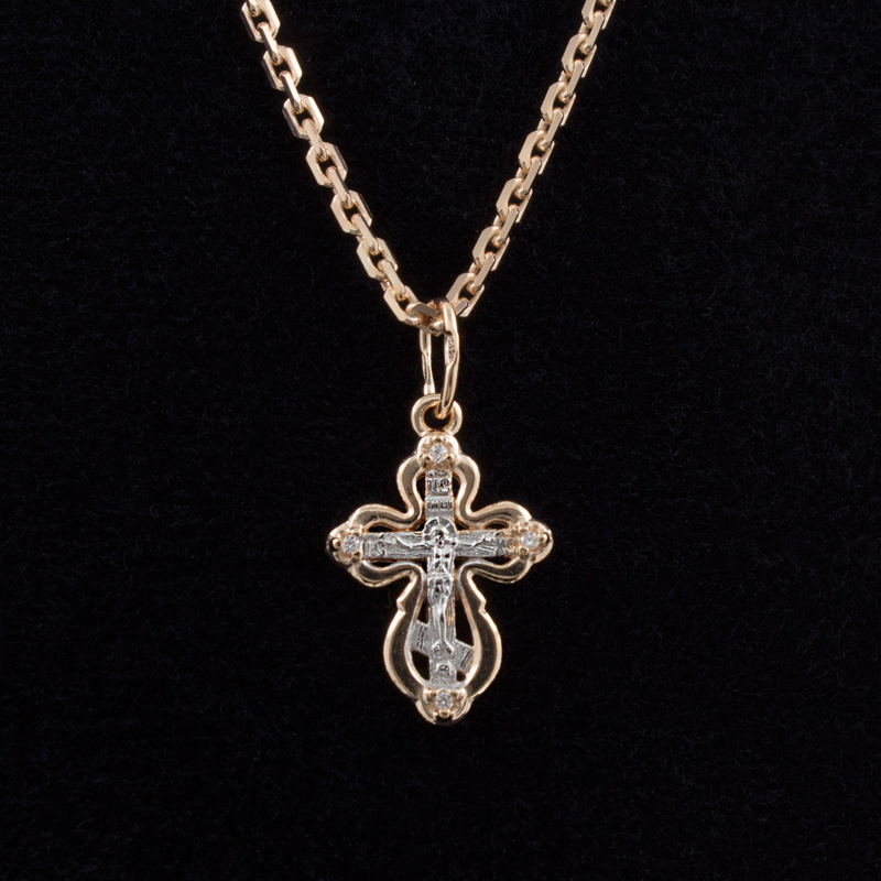 Золочёный крест из серебра 93120038 (Ag 925)