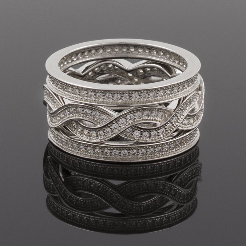 Серебряное кольцо с кубическими циркониями (Ag 925)