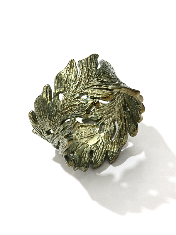 Серебряное кольцо с зелёным золочением (Ag 925)