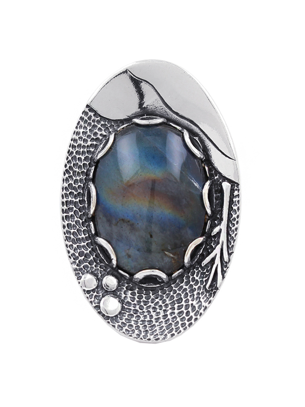 Серебряное кольцо с лабрадором (Ag 925)