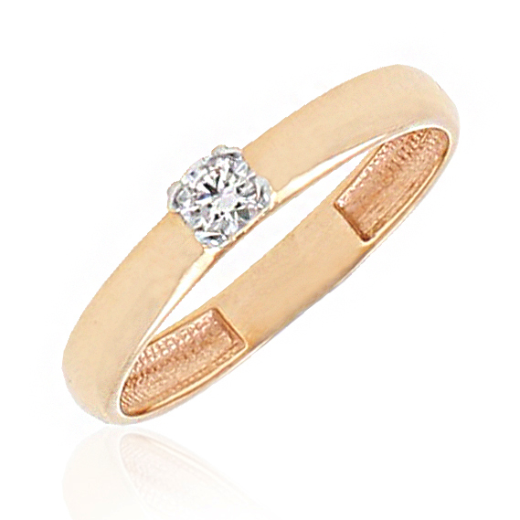 Золотое помолвочное кольцо с фианитом (Au 585)