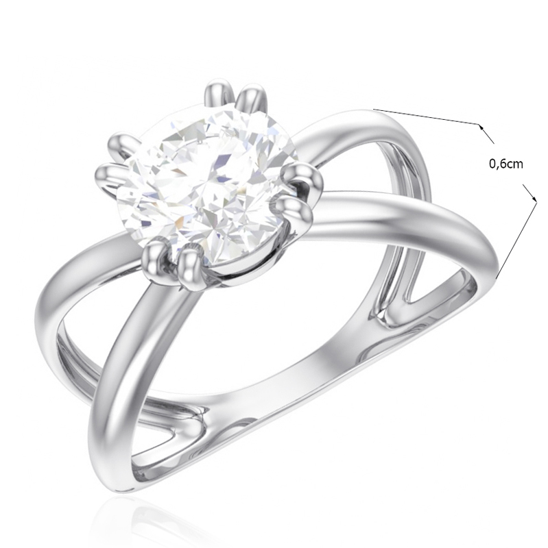 Серебряное кольцо с фианитом (Ag 925)
