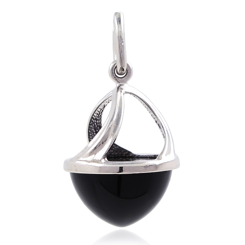 Серебряная подвеска с чёрным янтарём (Ag 925)