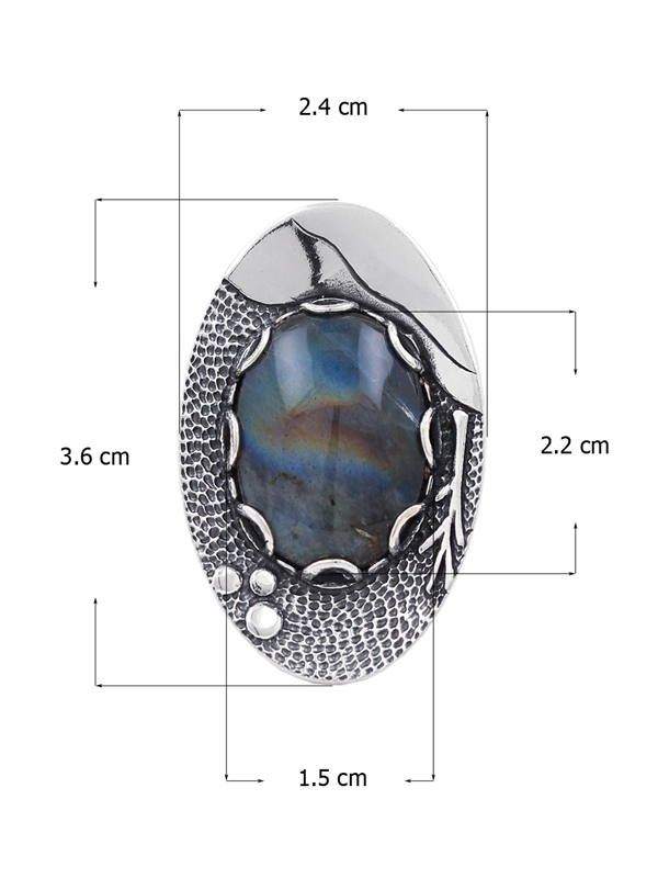 Серебряное кольцо с лабрадором (Ag 925)
