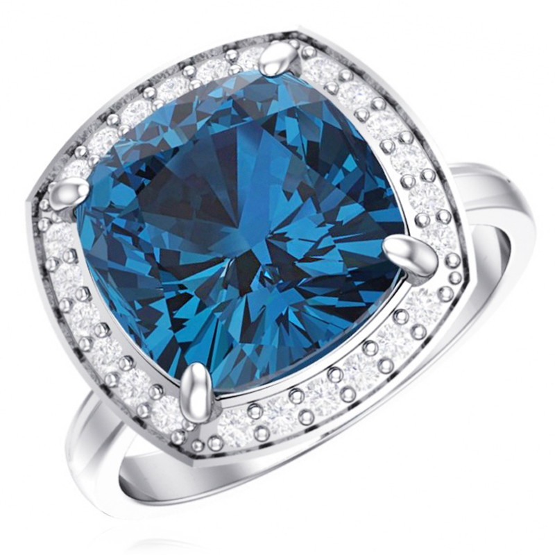 Серебряное кольцо с кварцем и фианитами (Ag 925)