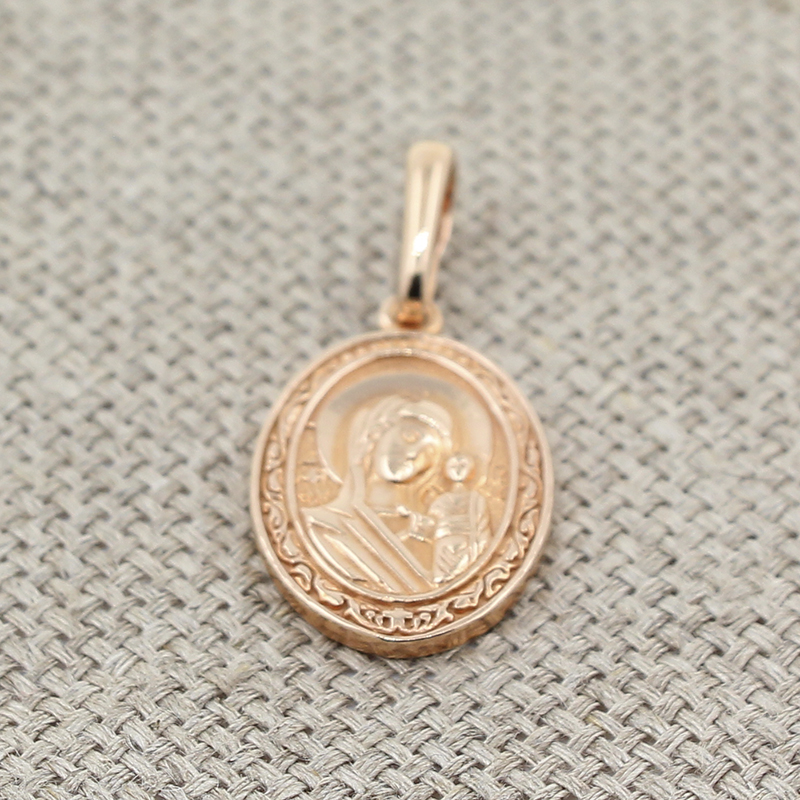 Золочёная подвеска из серебра "Казанская икона Божией Матери" (Ag 925)