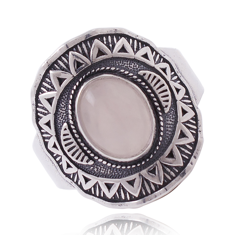Серебряное кольцо с розовым кварцем (Ag 925)