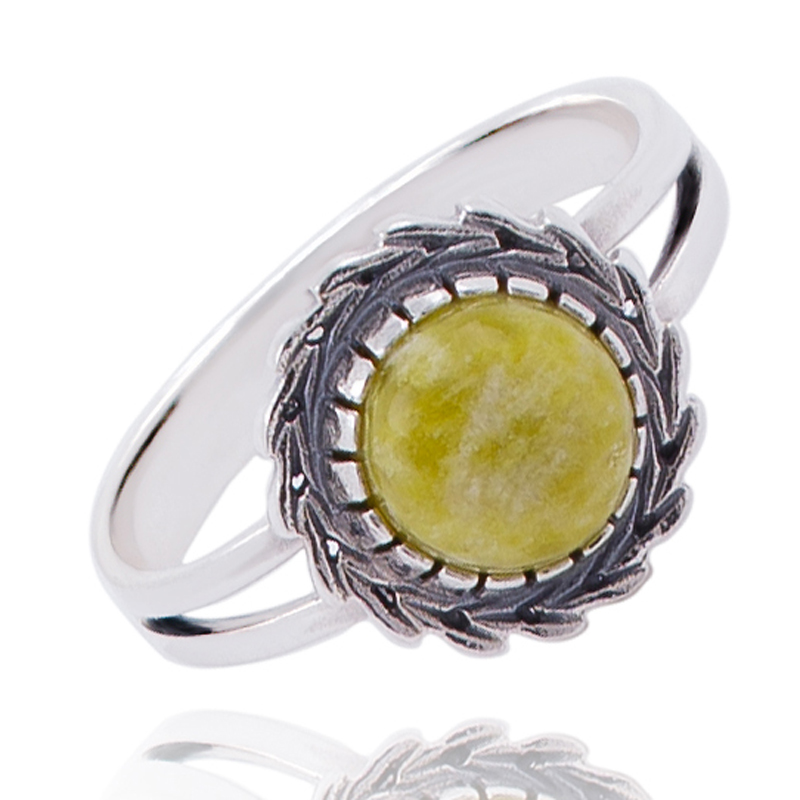 Серебряное кольцо с лизардитом (Ag 925)