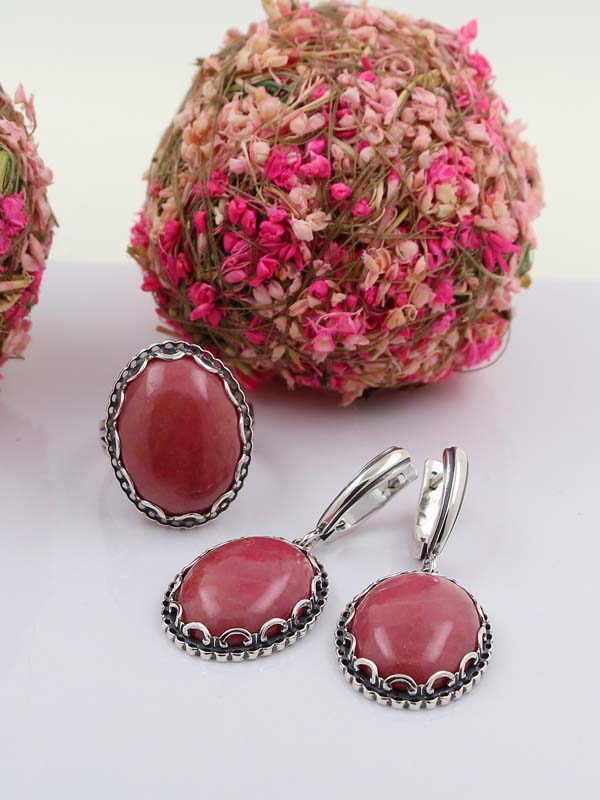 Серебряное кольцо с родонитом (Ag 925)